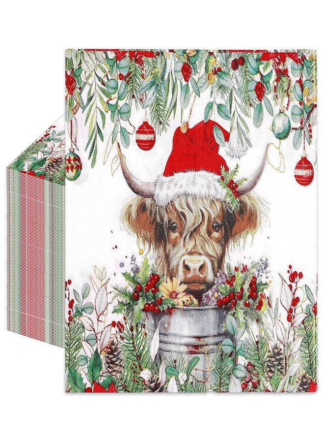 Whaline 80Pcs Christmas Luncheon Napkins Highland Cow Paper Napkin Disposable Dinner Hand Napkin for Holiday Party Supplies Decor - Image 1